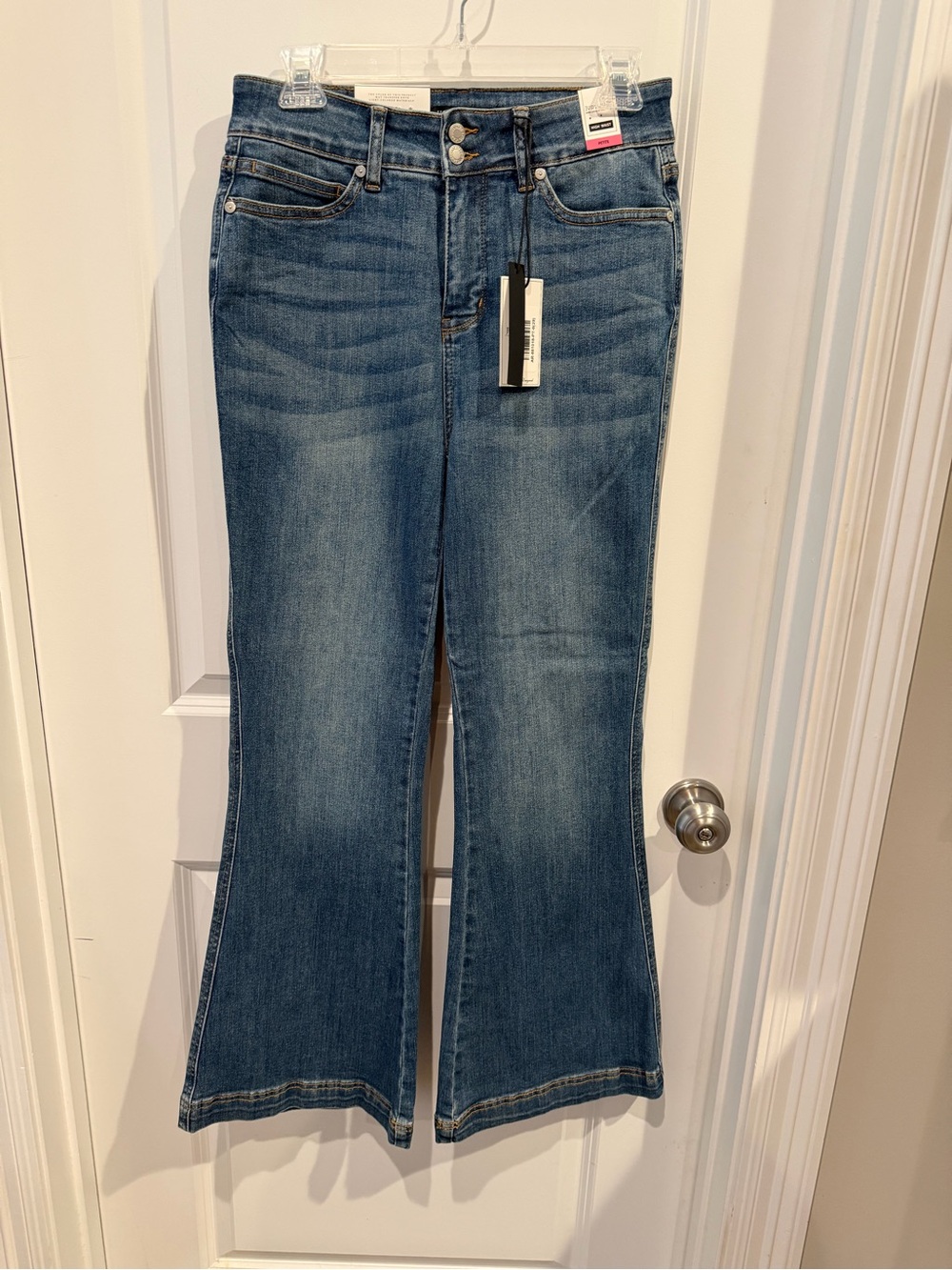 NWT Judy Blue HW Flare Tummy Control Double Button WB Jeans Size 9/29 Petite